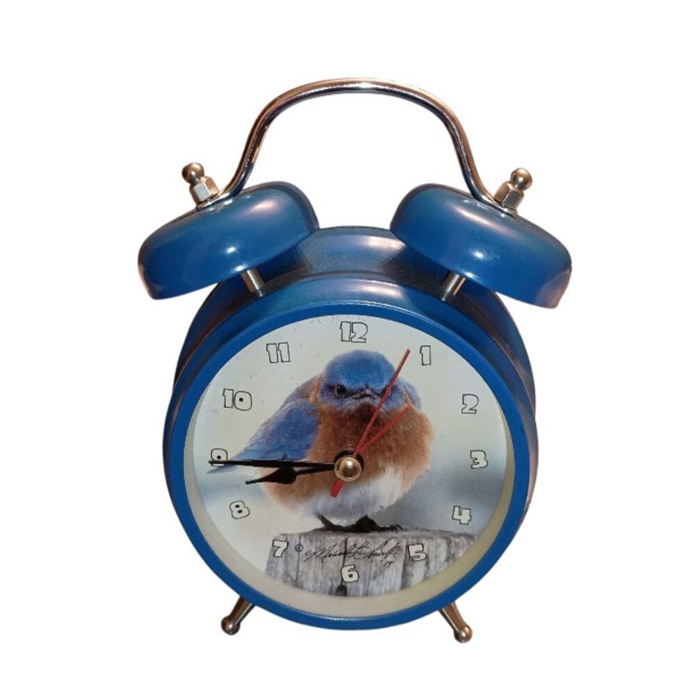 Vintage Wacky Wakers The Mad Bluebird Battery Powered Bell Alarm Clock Blue